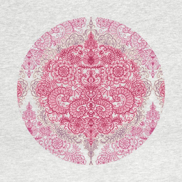 Happy Place Doodle in Berry Pink, Cream & Mauve by micklyn